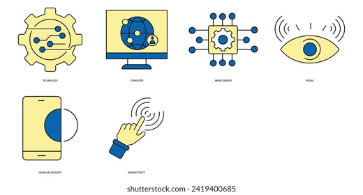 Augmented reality icons set . Augmented reality pack symbol vector elements for infographic web