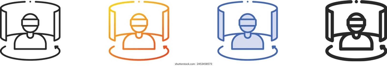 augmented reality icon.Thin Linear, Gradient, Blue Stroke and bold Style Design Isolated On White Background