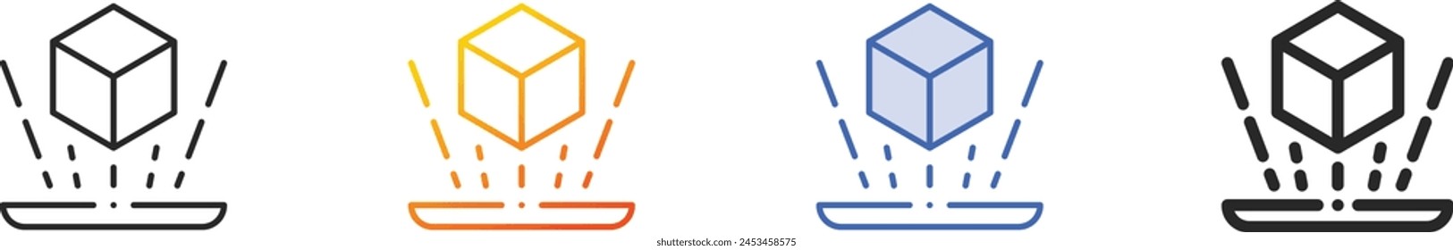 augmented reality icon.Thin Linear, Gradient, Blue Stroke and bold Style Design Isolated On White Background