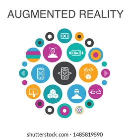 Augmented reality Infographic circle concept. Smart UI elements Facial Recognition, AR app, AR game, Virtual Reality  