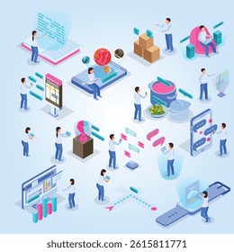 Augmented reality interactive communication scientific educative information visualization virtual computer screen isometric composition