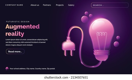 Augmented reality landing page. with futuristic design style
