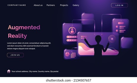 Augmented reality landing page. with futuristic design style