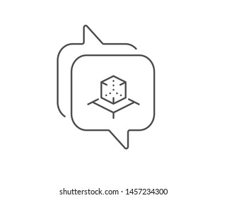 Augmented reality line icon. Chat bubble design. VR simulation sign. 3d cube symbol. Outline concept. Thin line augmented reality icon. Vector