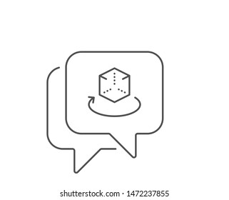 Augmented reality line icon. Chat bubble design. VR simulation sign. 3d cube symbol. Outline concept. Thin line augmented reality icon. Vector