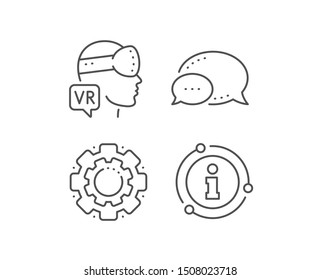 Augmented reality line icon. Chat bubble, info sign elements. VR simulation sign. Gaming headset glasses symbol. Linear augmented reality outline icon. Information bubble. Vector