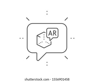 Augmented reality line icon. Chat bubble design. VR simulation sign. 3d cube symbol. Outline concept. Thin line augmented reality icon. Vector