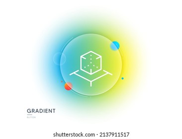 Augmented reality line icon. Gradient blur button with glassmorphism. VR simulation sign. 3d cube symbol. Transparent glass design. Augmented reality line icon. Vector