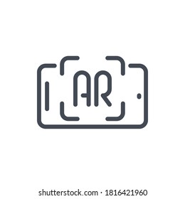 Augmented reality line icon. Mobile phone with AR scan vector outline sign.