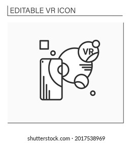 Augmented reality line icon. Objects residing in the real world are enhanced by computer-generated perceptual information. Modern technology concept.Isolated vector illustration.Editable stroke