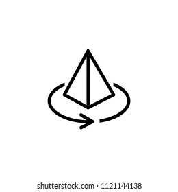 Augmented reality line icon. Pyramid, rotation, arrow, round. Augment reality concept. Can be used for topics like panoramic view, vr devices, app design