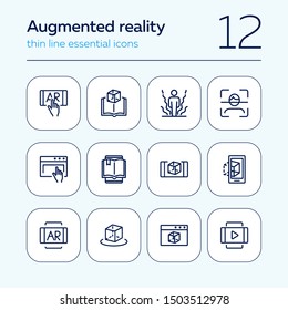 Augmented reality line icon set. Smartphone, games, book reader. Modern technology concept. Can be used for topics like 3d modeling, simulators, development