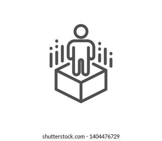 Augmented reality line icon. VR simulation sign. 3d person symbol. Quality design element. Linear style augmented reality icon. Editable stroke. Vector