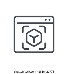 Augmented reality line icon. Website with Cube scan vector outline sign.