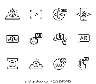 Augmented reality line vector icons isolated on white background. AR and VR line icon set for web design, mobile apps, ui design. Innovative technologies concept