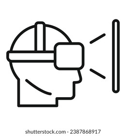 Augmented reality man headset icon outline vector. Cube reality marker. Camera digital