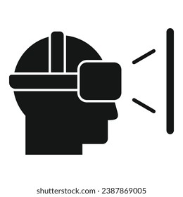 Augmented reality man headset icon simple vector. Cube reality marker. Camera digital