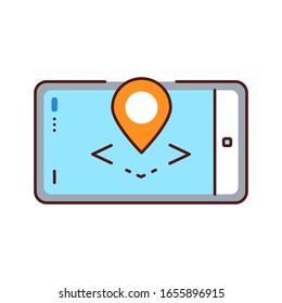 Augmented reality map color line icon. Geo location app in smartphone. Pictogram for web page, mobile app, promo. UI UX GUI design element. Editable stroke.