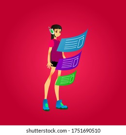 mascota de realidad aumentada con personas e ilustración artificial de inteligencia. Buen uso de los activos de tecnología de sitios web
