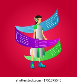 augmented reality mascot with people and artificial artificial intelligence illustration. Good use for website technology assets