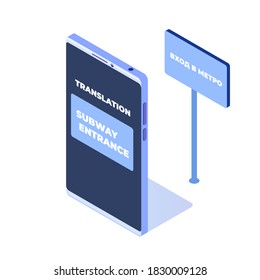 Augmented reality mobile application concept. Vector illustration