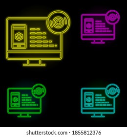 Augmented reality, mobile, disk neon color set icon. Simple thin line, outline vector of augmented reality icons for ui and ux, website or mobile application