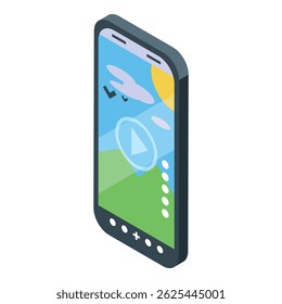 Aplicativo de jogo móvel de realidade aumentada exibindo um botão de jogo em um smartphone