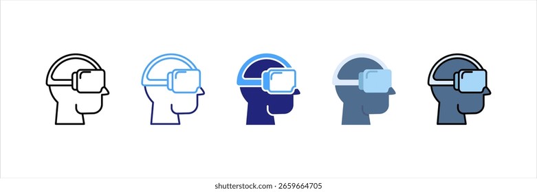 Conjunto de ícones de estilo múltiplo de realidade aumentada