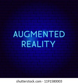 Augmented Reality Neon Sign. Vector Illustration of VR Promotion.