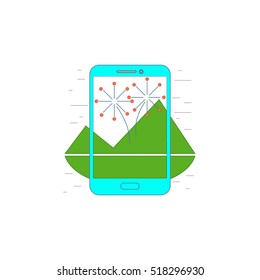 augmented reality on smartphone icon or illustration in outline style
