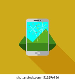 augmented reality on smartphone icon or illustration in flat style