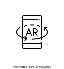 Augmented reality on a smartphone. Pixel perfect, editable stroke icon