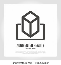 Augmented reality on smartphone thin line icon. Mobile technology. Vector illustration.