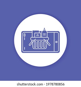 Augmented reality online shopping color glyph icon.  Pictogram for web page, mobile app, promo. UI UX GUI design element.