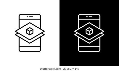 Diseño de conjunto de iconos blancos de contorno de realidad aumentada