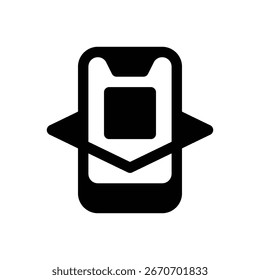 Augmented reality. Outlined stroke vector icon with black-filled details.