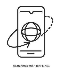 360 Grad erweitertes Reality-Telefon, virtuelle Vektorgrafik-Linie drehen