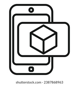 Augmented reality phone app icon outline vector. Video code. Gadget camera