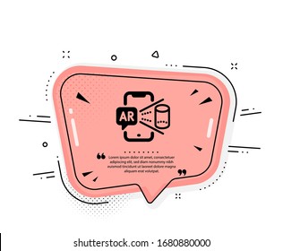 Augmented reality phone icon. Quote speech bubble. VR simulation sign. 3d view symbol. Quotation marks. Classic augmented reality icon. Vector
