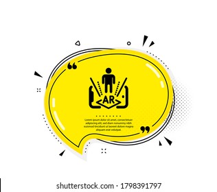 Augmented reality phone icon. Quote speech bubble. VR simulation sign. 3d person symbol. Quotation marks. Classic augmented reality icon. Vector