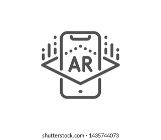 Augmented reality phone line icon. VR simulation sign. 3d view symbol. Quality design element. Linear style augmented reality icon. Editable stroke. Vector