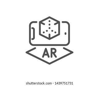 Augmented reality phone line icon. VR simulation sign. 3d cube symbol. Quality design element. Linear style augmented reality icon. Editable stroke. Vector