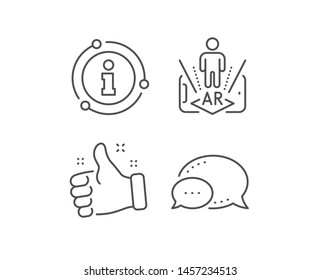 Augmented reality phone line icon. Chat bubble, info sign elements. VR simulation sign. 3d person symbol. Linear augmented reality outline icon. Information bubble. Vector