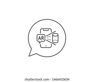 Augmented reality phone line icon. Chat bubble design. VR simulation sign. 3d view symbol. Outline concept. Thin line augmented reality icon. Vector