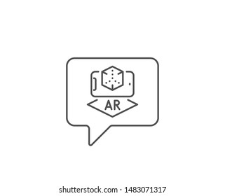 Augmented reality phone line icon. Chat bubble design. VR simulation sign. 3d cube symbol. Outline concept. Thin line augmented reality icon. Vector