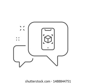 Augmented reality phone line icon. Chat bubble design. VR simulation sign. 3d cube symbol. Outline concept. Thin line augmented reality icon. Vector