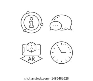 Augmented reality phone line icon. Chat bubble, info sign elements. VR simulation sign. 3d cube symbol. Linear augmented reality outline icon. Information bubble. Vector