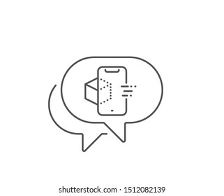 Augmented reality phone line icon. Chat bubble design. VR simulation sign. 3d cube symbol. Outline concept. Thin line augmented reality icon. Vector