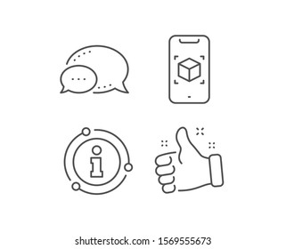 Augmented reality phone line icon. Chat bubble, info sign elements. VR simulation sign. 3d cube symbol. Linear augmented reality outline icon. Information bubble. Vector