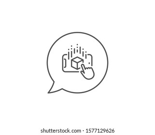 Augmented reality phone line icon. Chat bubble design. VR simulation sign. 3d cube symbol. Outline concept. Thin line augmented reality icon. Vector